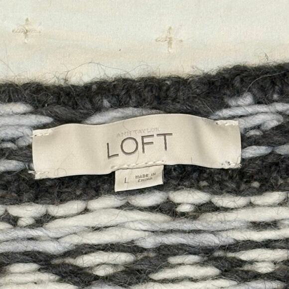 LOFT Fair Isle Boat Neck Sweater Women's M Gray - Picture 5 of 11